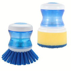Detachable Pot Brush With Soap Dispenser Sponge Brush Head Kitchen Cleaning