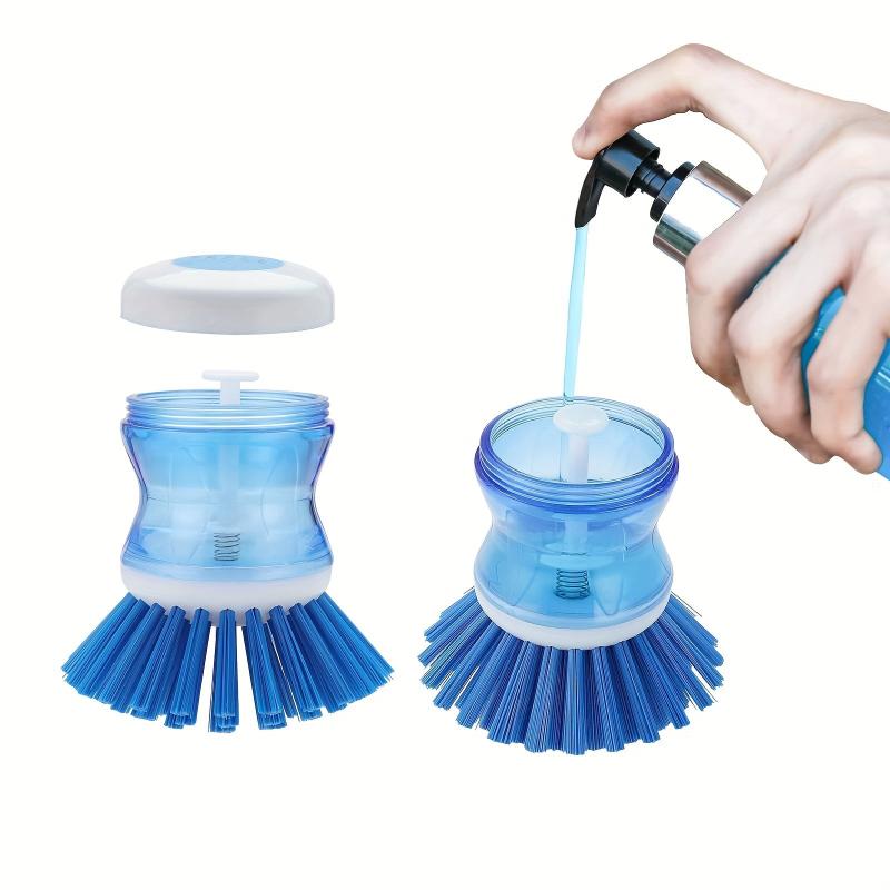 Detachable Pot Brush With Soap Dispenser Sponge Brush Head Kitchen Cleaning