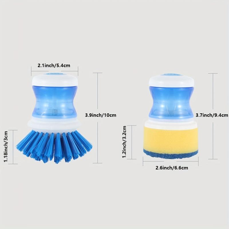 Detachable Pot Brush With Soap Dispenser Sponge Brush Head Kitchen Cleaning