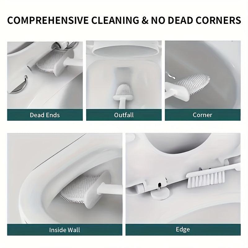 Toilet Brush With Holder Long Handle Flexible Cleaning Brush