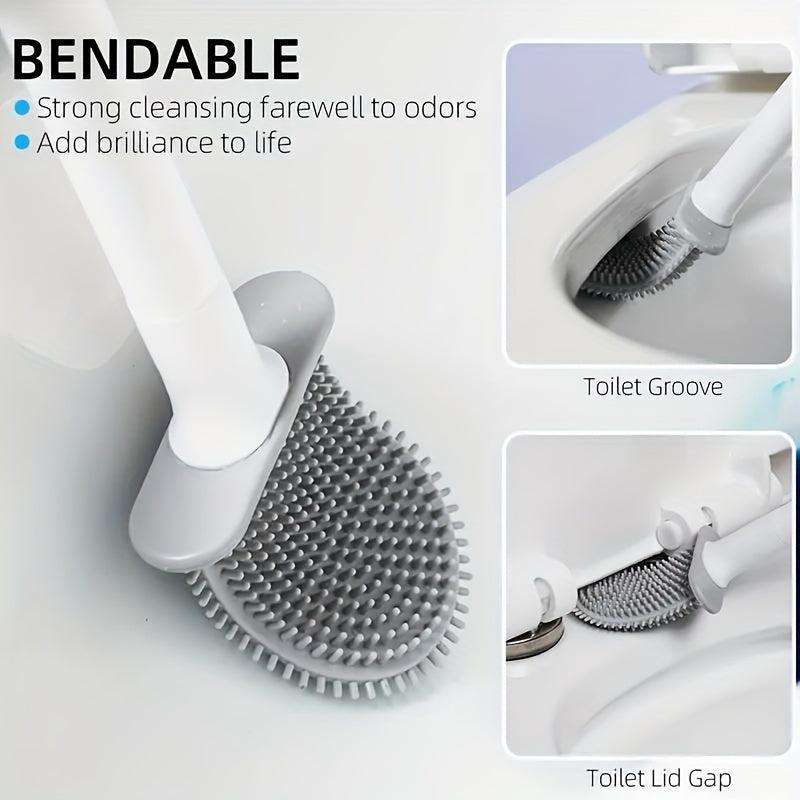 Toilet Brush With Holder Long Handle Flexible Cleaning Brush