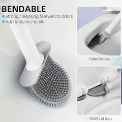 Toilet Brush With Holder Long Handle Flexible Cleaning Brush