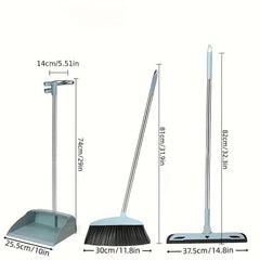 3pcs Broom And Dustpan Set Long Handle Sweeping Set For Home