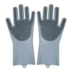 2pcs Silicone Dishwashing Cleaning Gloves Waterproof Kitchen Pet Washing Gloves