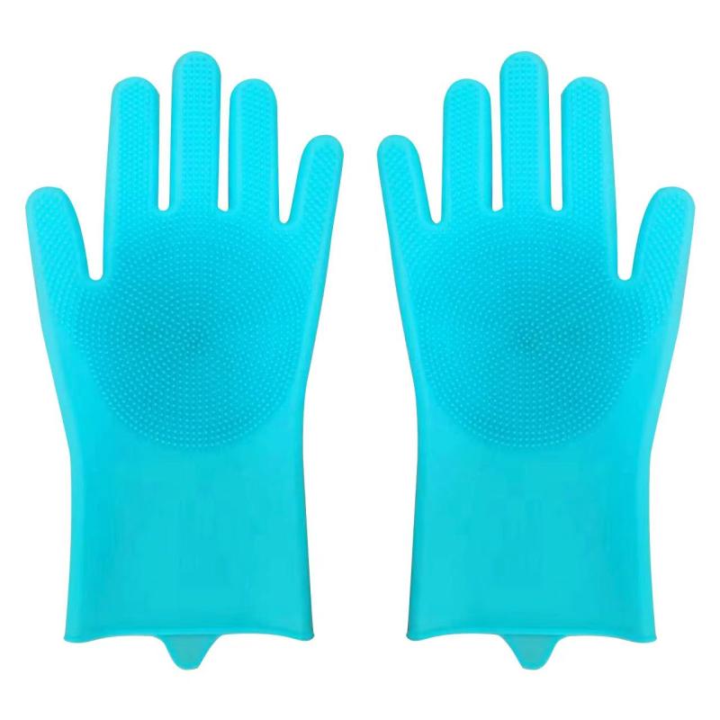2pcs Silicone Dishwashing Cleaning Gloves Waterproof Kitchen Pet Washing Gloves