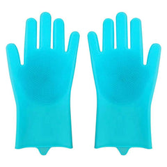 2pcs Silicone Dishwashing Cleaning Gloves Waterproof Kitchen Pet Washing Gloves