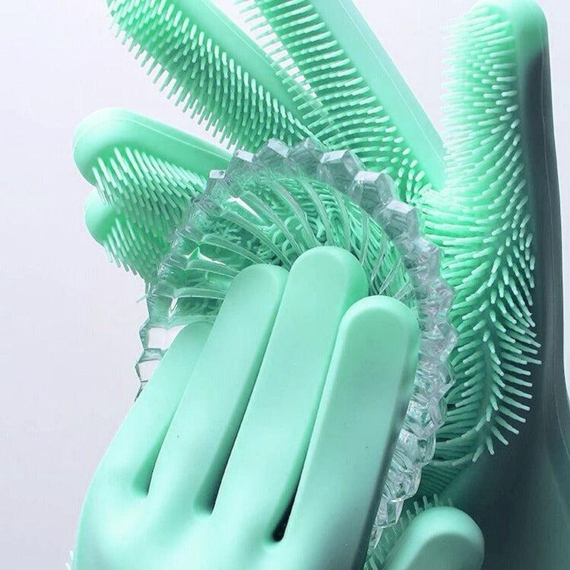 2pcs Silicone Dishwashing Cleaning Gloves Waterproof Kitchen Pet Washing Gloves