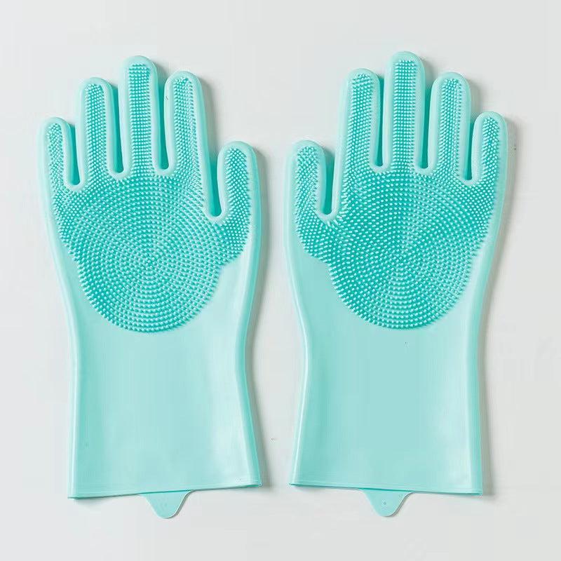2pcs Silicone Dishwashing Cleaning Gloves Waterproof Kitchen Pet Washing Gloves