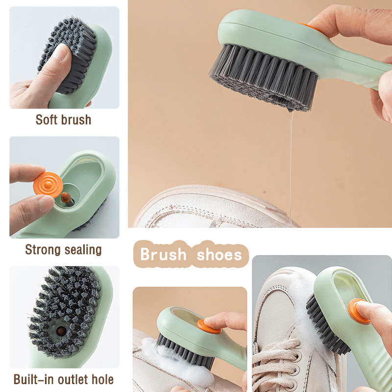 2pcs Long Handle Shoe Brush Soft Fur Cleaning Brush Automatic Li