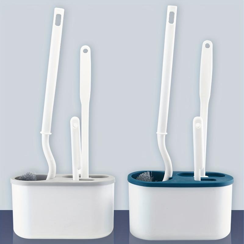 Toilet Brush With Holder Set Flexible S-shaped Long Handle Cleaning Brush