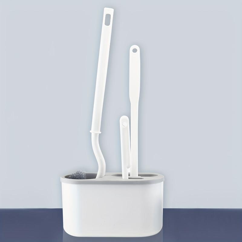 Toilet Brush With Holder Set Flexible S-shaped Long Handle Cleaning Brush