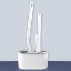 Toilet Brush With Holder Set Flexible S-shaped Long Handle Cleaning Brush