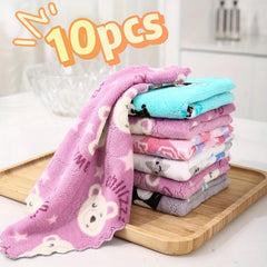 10pcs Reusable Cleaning Cloth Cartoon Printed Rag Dishwashing Cloth