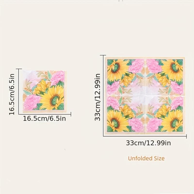 Sunflower Printing Paper Napkins - Decorative for Birthday Tea Party Wedding