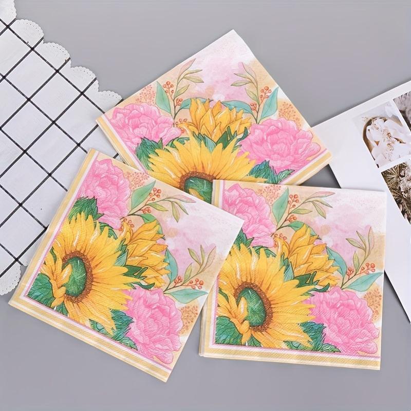 Sunflower Printing Paper Napkins - Decorative for Birthday Tea Party Wedding
