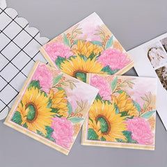Sunflower Printing Paper Napkins - Decorative for Birthday Tea Party Wedding