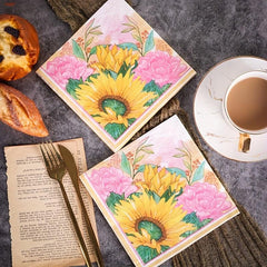 Sunflower Printing Paper Napkins - Decorative for Birthday Tea Party Wedding