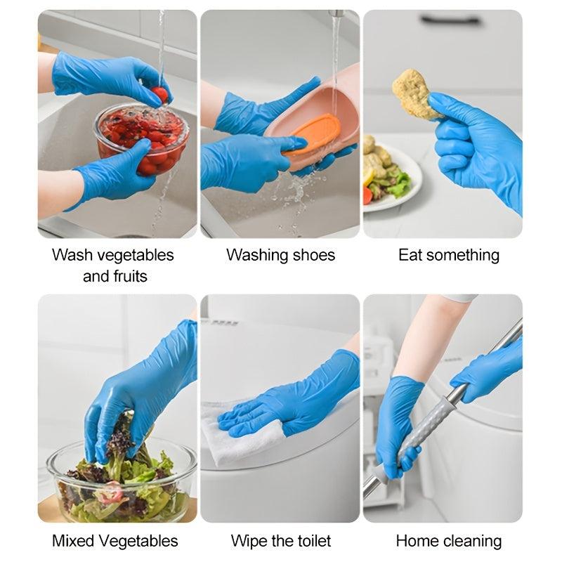 100pcs 9inch Disposable Nitrile Gloves Non-slip Extra Thick Industrial Wear