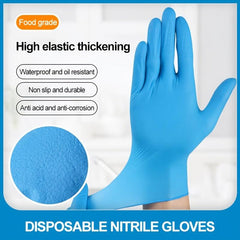 100pcs 9inch Disposable Nitrile Gloves Non-slip Extra Thick Industrial Wear