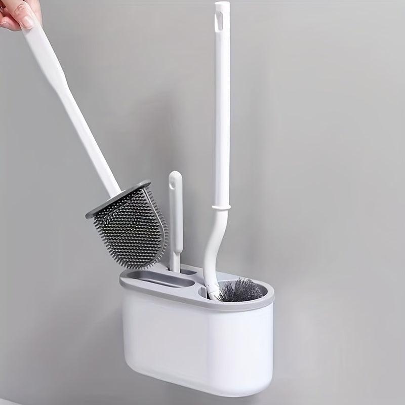 3pcs Wall-mounted Toilet Set Long Handle Cleaning Brush Soft Hair Household