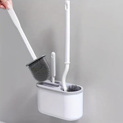 3pcs Wall-mounted Toilet Set Long Handle Cleaning Brush Soft Hair Household