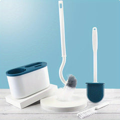 3pcs Wall-mounted Toilet Set Long Handle Cleaning Brush Soft Hair Household
