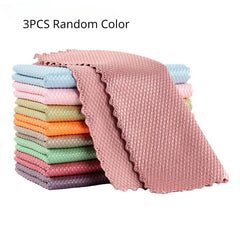 3pcs Microfiber Dishwashing Cloth Multifunctional Cleaning Towel