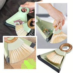 Mini Desktop Broom Duster Set Wooden Handle Hook Accessories for Sweeping Dust