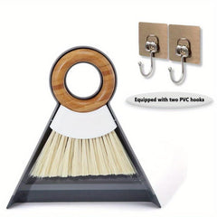 Mini Desktop Broom Duster Set Wooden Handle Hook Accessories for Sweeping Dust