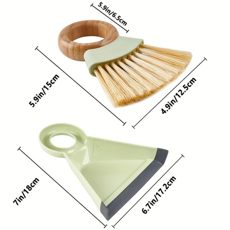 Mini Desktop Broom Duster Set Wooden Handle Hook Accessories for Sweeping Dust