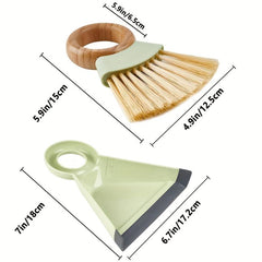 Mini Desktop Broom Duster Set Wooden Handle Hook Accessories for Sweeping Dust