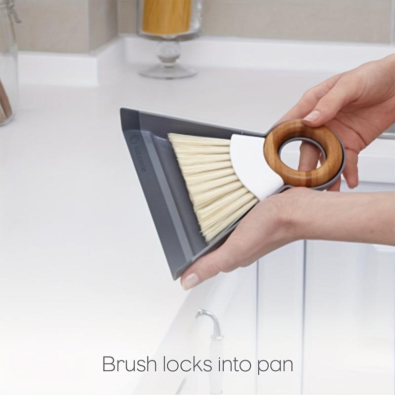 Mini Desktop Broom Duster Set Wooden Handle Hook Accessories for Sweeping Dust
