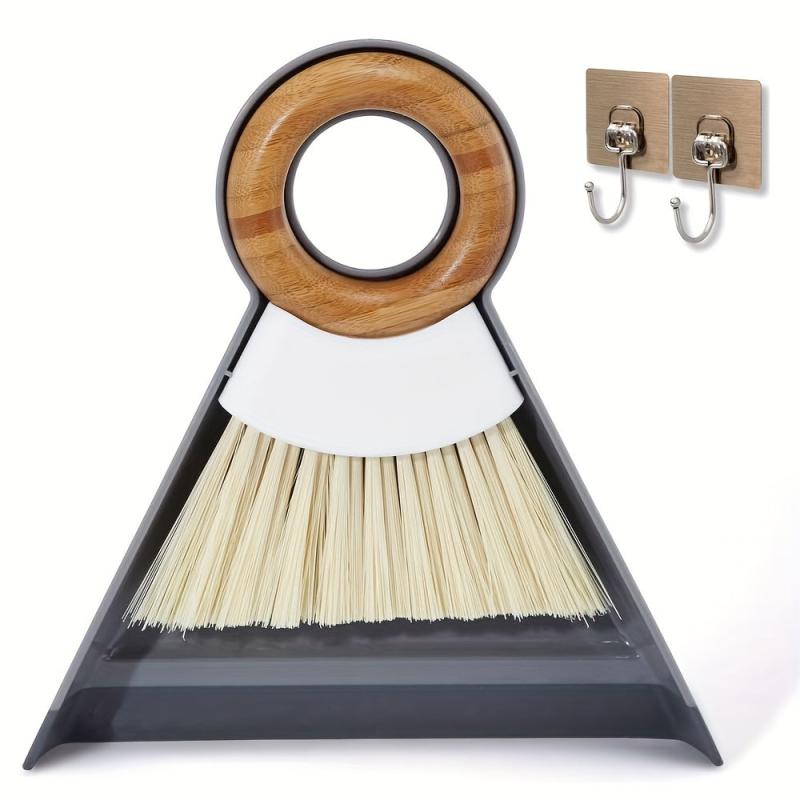 Mini Desktop Broom Duster Set Wooden Handle Hook Accessories for Sweeping Dust