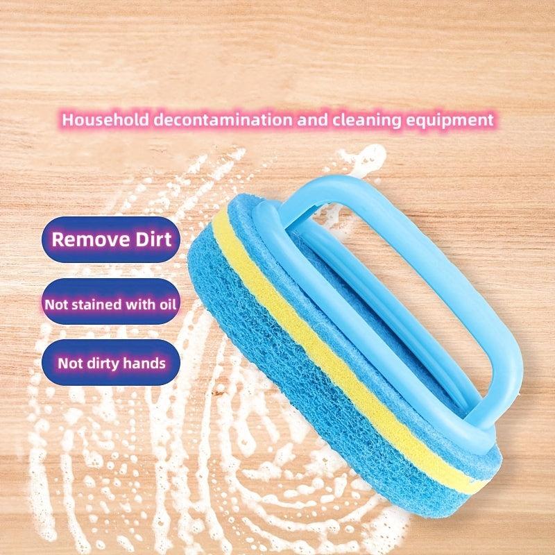 1pc Sponge Cleaning Brush With Handle Bathroom Bath And Tile Scrub Brush