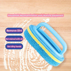 1pc Sponge Cleaning Brush With Handle Bathroom Bath And Tile Scrub Brush