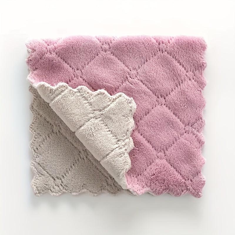 10pcs Coral Velvet Microfiber Cleaning Cloth Household Rag Dishwashing Cloth