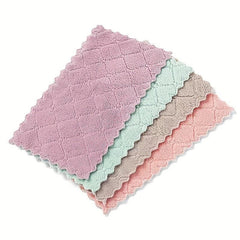 10pcs Coral Velvet Microfiber Cleaning Cloth Household Rag Dishwashing Cloth