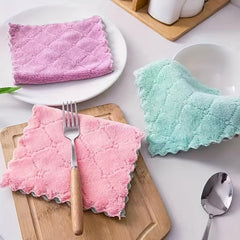 10pcs Coral Velvet Microfiber Cleaning Cloth Household Rag Dishwashing Cloth