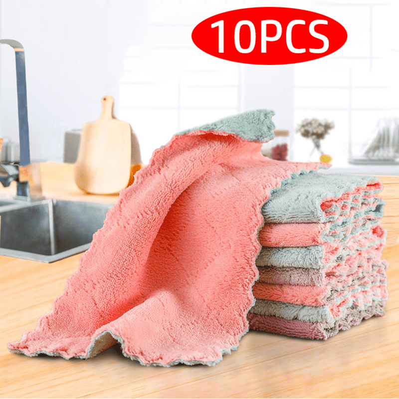 10pcs Microfiber Towel Absorbent Kitchen Cleaning Cloth Non stick Dish Towel Rag