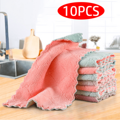 10pcs Microfiber Towel Absorbent Kitchen Cleaning Cloth Non stick Dish Towel Rag