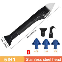 5-In-1 Silicone Cleaning Scraper with 5 Replaceable Heads, Caulking Tool
