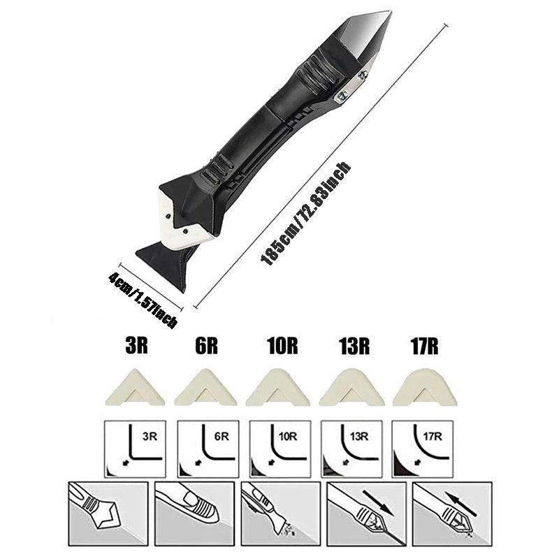 5-In-1 Silicone Cleaning Scraper with 5 Replaceable Heads, Caulking Tool