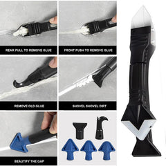 5-In-1 Silicone Cleaning Scraper with 5 Replaceable Heads, Caulking Tool