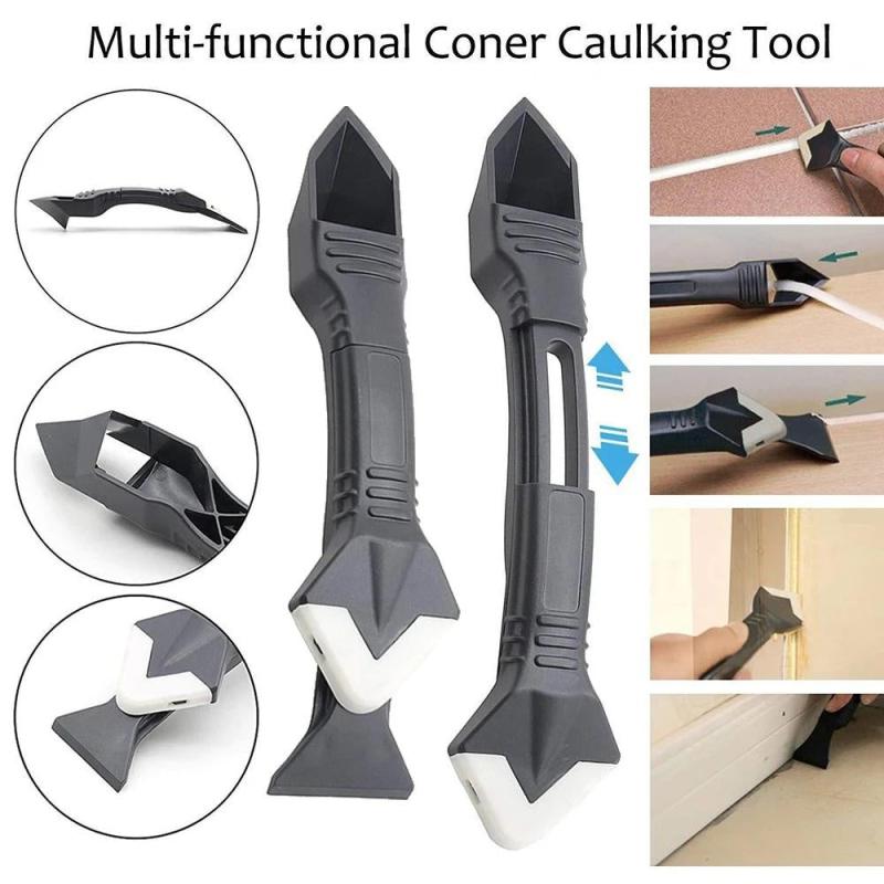 5-In-1 Silicone Cleaning Scraper with 5 Replaceable Heads, Caulking Tool