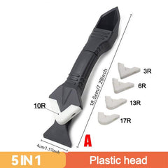 5-In-1 Silicone Cleaning Scraper with 5 Replaceable Heads, Caulking Tool