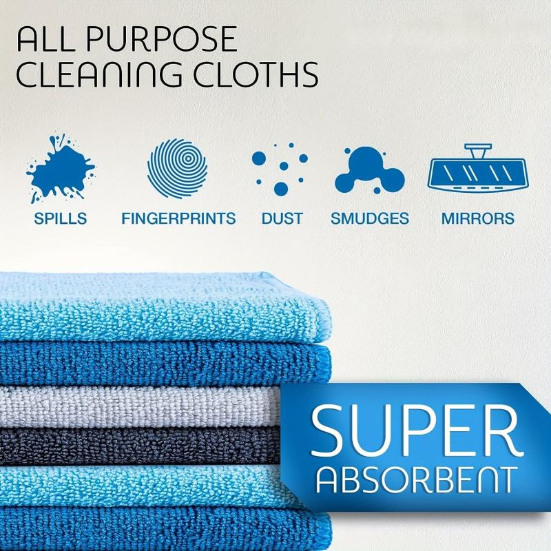 12pcs Microfiber Cleaning Cloth Absorbent Dishwashing Towel Reusable