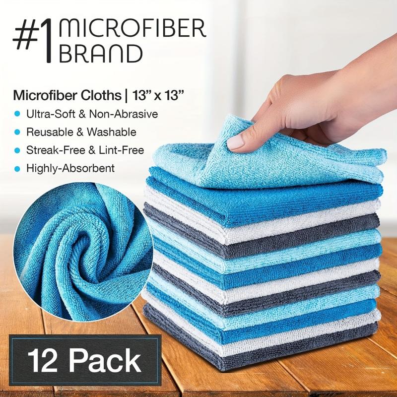 12pcs Microfiber Cleaning Cloth Absorbent Dishwashing Towel Reusable