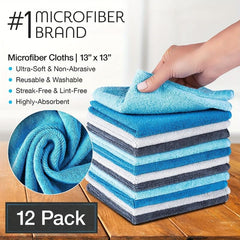 12pcs Microfiber Cleaning Cloth Absorbent Dishwashing Towel Reusable