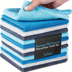 12pcs Microfiber Cleaning Cloth Absorbent Dishwashing Towel Reusable