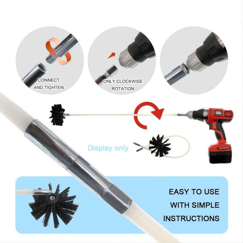 Chimney Brush Set 3.94In 100mm Brush Head 9pcs 15.74In 40Cm Rods